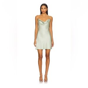 Alice + Olivia  harmony Light Sage Satin Cowl Slip Dress